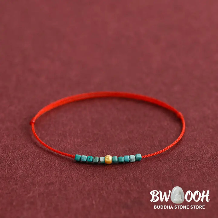 Buddha Stones 999 Gold Beads Turquoise Protection Braided Bracelet Anklet - BWOOOH - Bracelet Anklet