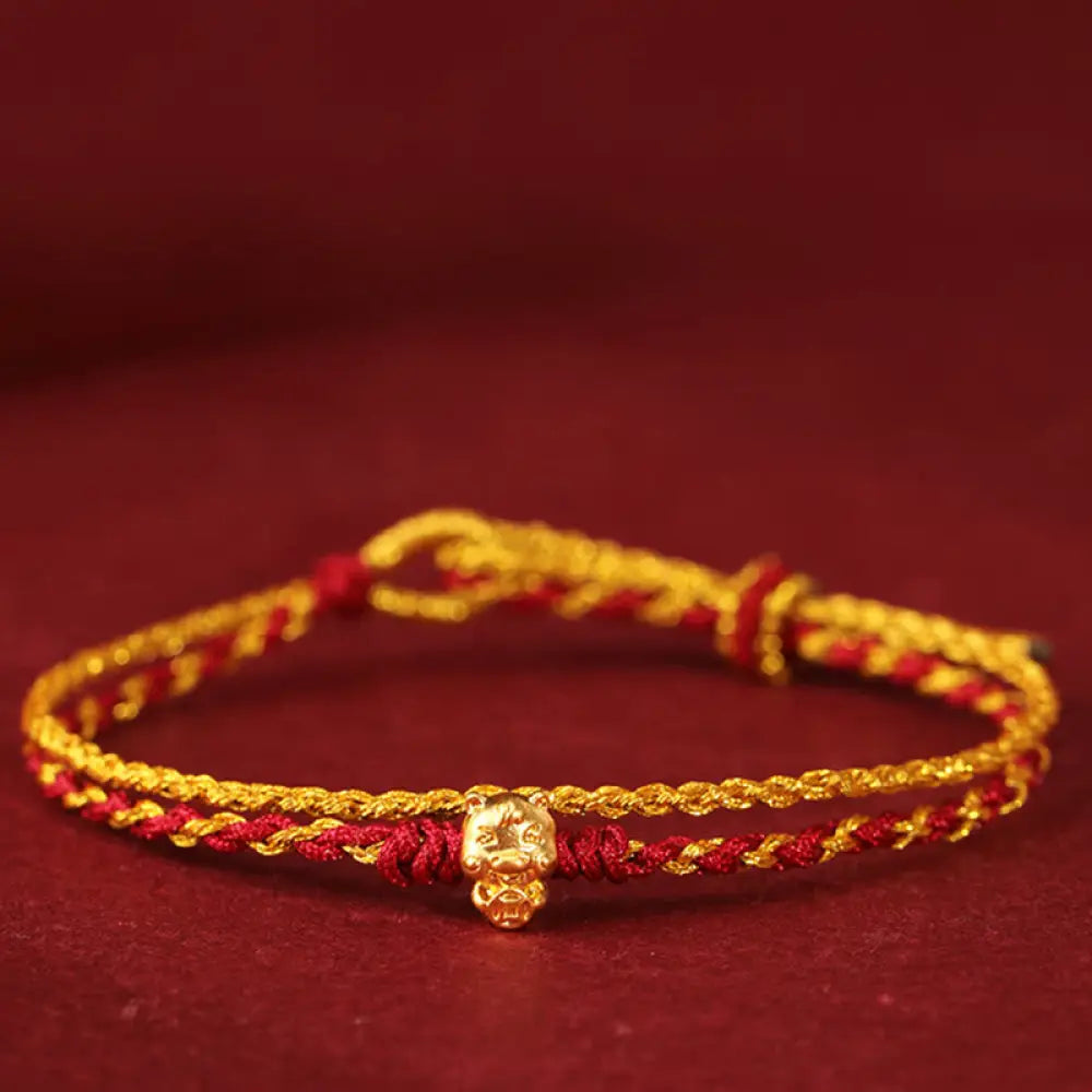 BWOOOH 999 Gold Beads Year Of The Horse Double Wrap Golde