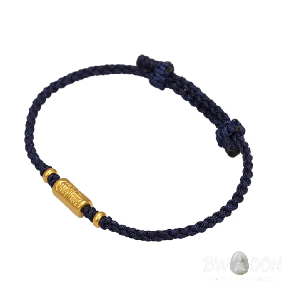 Buddha Stones 999 Gold Good Luck Amulet Carved Design Handmade Strength Braided Rope Bracelet - BWOOOH - Bracelet