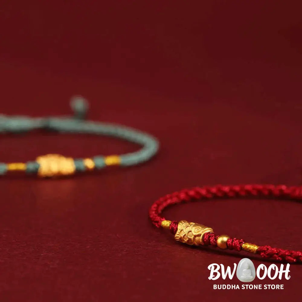 Buddha Stones 999 Gold Luck Protection Koi Fish Handmade Braided String Bracelet - Bracelet