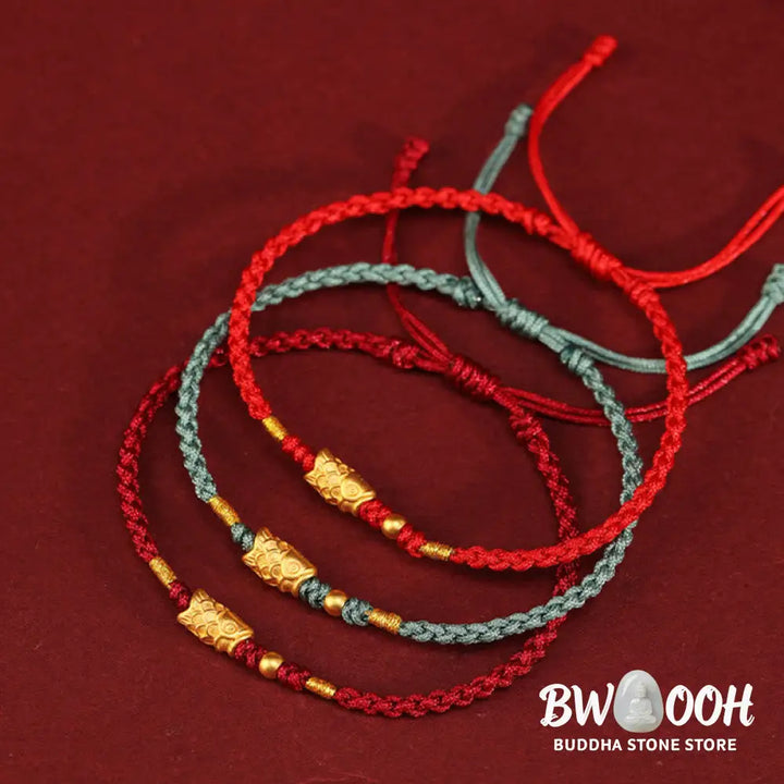 Buddha Stones 999 Gold Luck Protection Koi Fish Handmade Braided String Bracelet - Bracelet