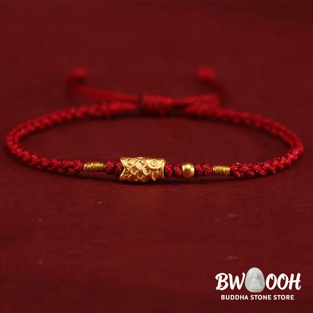 Buddha Stones 999 Gold Luck Protection Koi Fish Handmade Braided String Bracelet - Bracelet