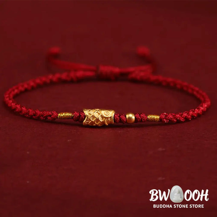 Buddha Stones 999 Gold Luck Protection Koi Fish Handmade Braided String Bracelet - Bracelet