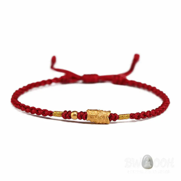 Buddha Stones 999 Gold Luck Protection Koi Fish Handmade Braided String Bracelet - Bracelet