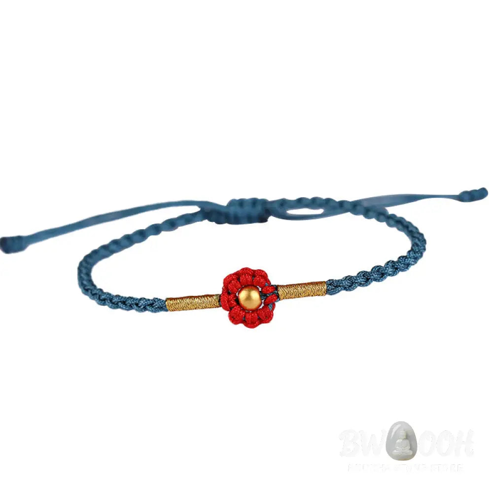 Buddha Stones 999 Gold Mini Bead Handmade Flower Design Luck Protection Rope Bracelet - BWOOOH - Bracelet