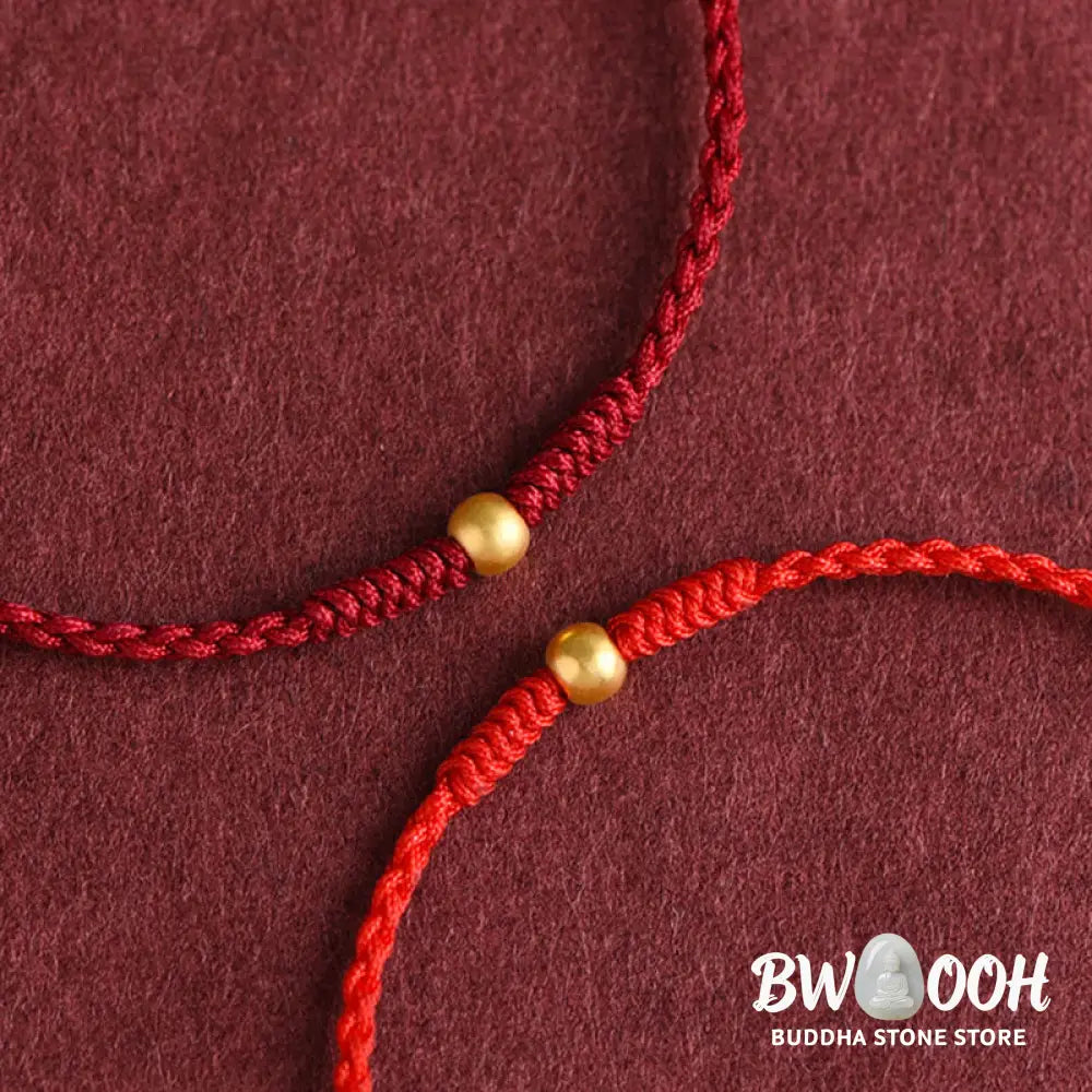 Buddha Stones 999 Gold One Mini Bead Design Handmade Strength Braided Rope Bracelet Anklet - BWOOOH - Bracelet