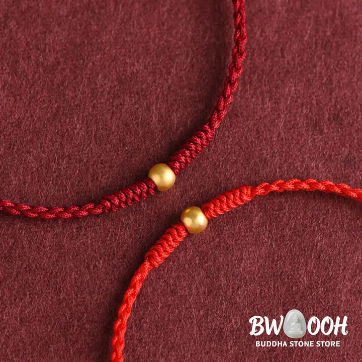 Buddha Stones 999 Gold One Mini Bead Design Handmade Strength Braided Rope Bracelet Anklet - BWOOOH - Bracelet