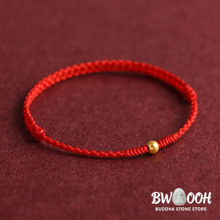 Buddha Stones 999 Gold One Mini Bead Design Handmade Strength Braided Rope Bracelet Anklet - BWOOOH - Bracelet