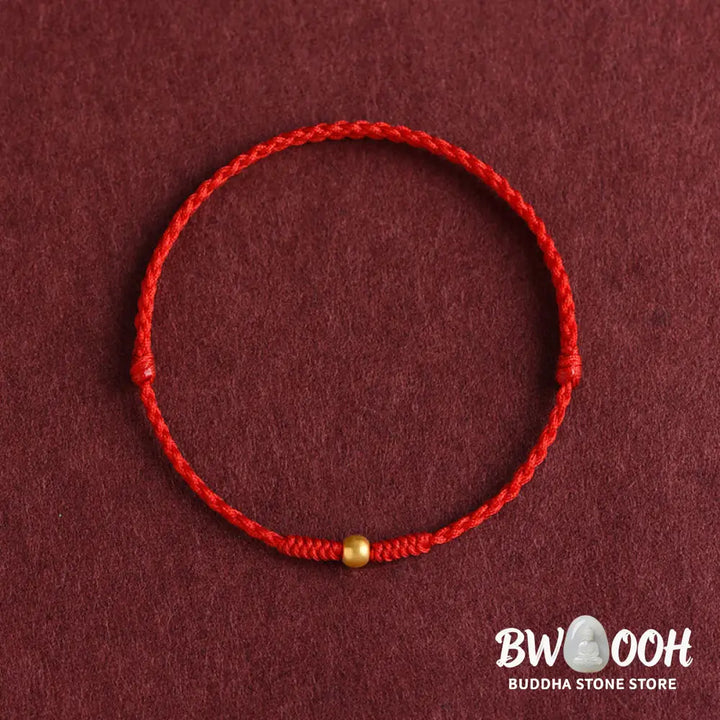 Buddha Stones 999 Gold One Mini Bead Design Handmade Strength Braided Rope Bracelet Anklet - BWOOOH - Bracelet