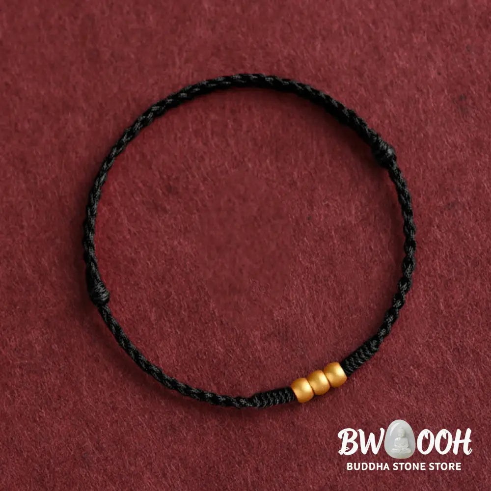 Buddha Stones 999 Gold One Mini Bead Design Handmade Strength Braided Rope Bracelet Anklet - BWOOOH - Bracelet