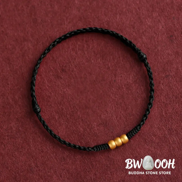 Buddha Stones 999 Gold One Mini Bead Design Handmade Strength Braided Rope Bracelet Anklet - BWOOOH - Bracelet