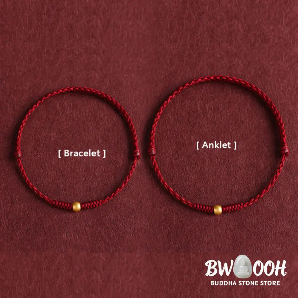 Buddha Stones 999 Gold One Mini Bead Design Handmade Strength Braided Rope Bracelet Anklet - BWOOOH - Bracelet