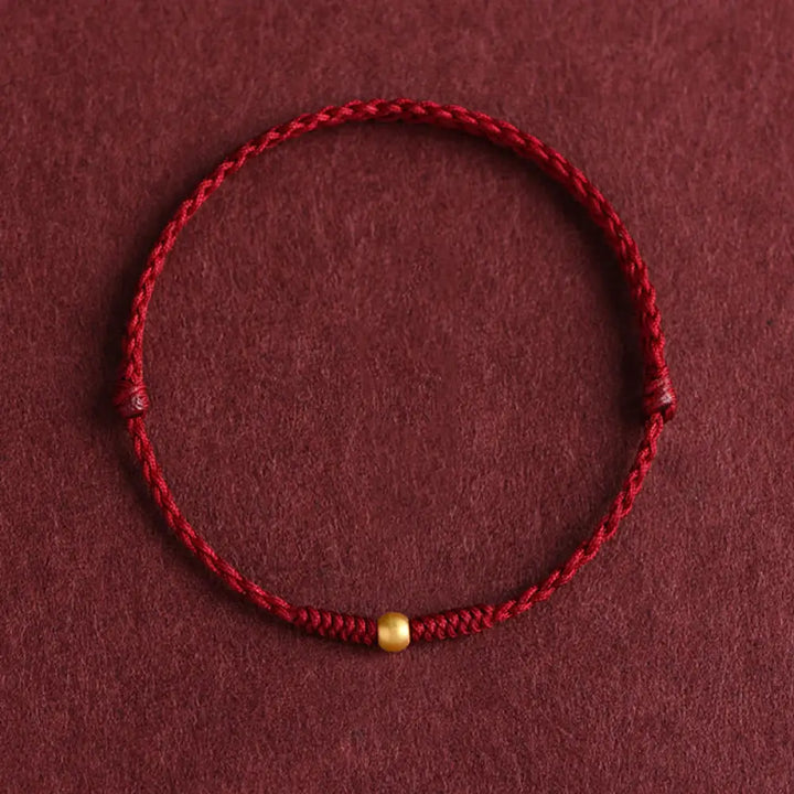 BWOOOH 999 Gold One Mini Bead Design Handmade Strength Braided Rope Bracelet Anklet - BWOOOH - Bracelet(Wrist