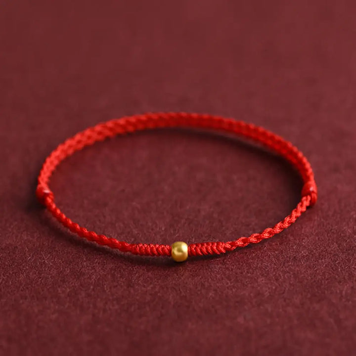Buddha Stones 999 Gold One Mini Bead Design Handmade Strength Braided Rope Bracelet Anklet - BWOOOH - Bracelet(Wrist