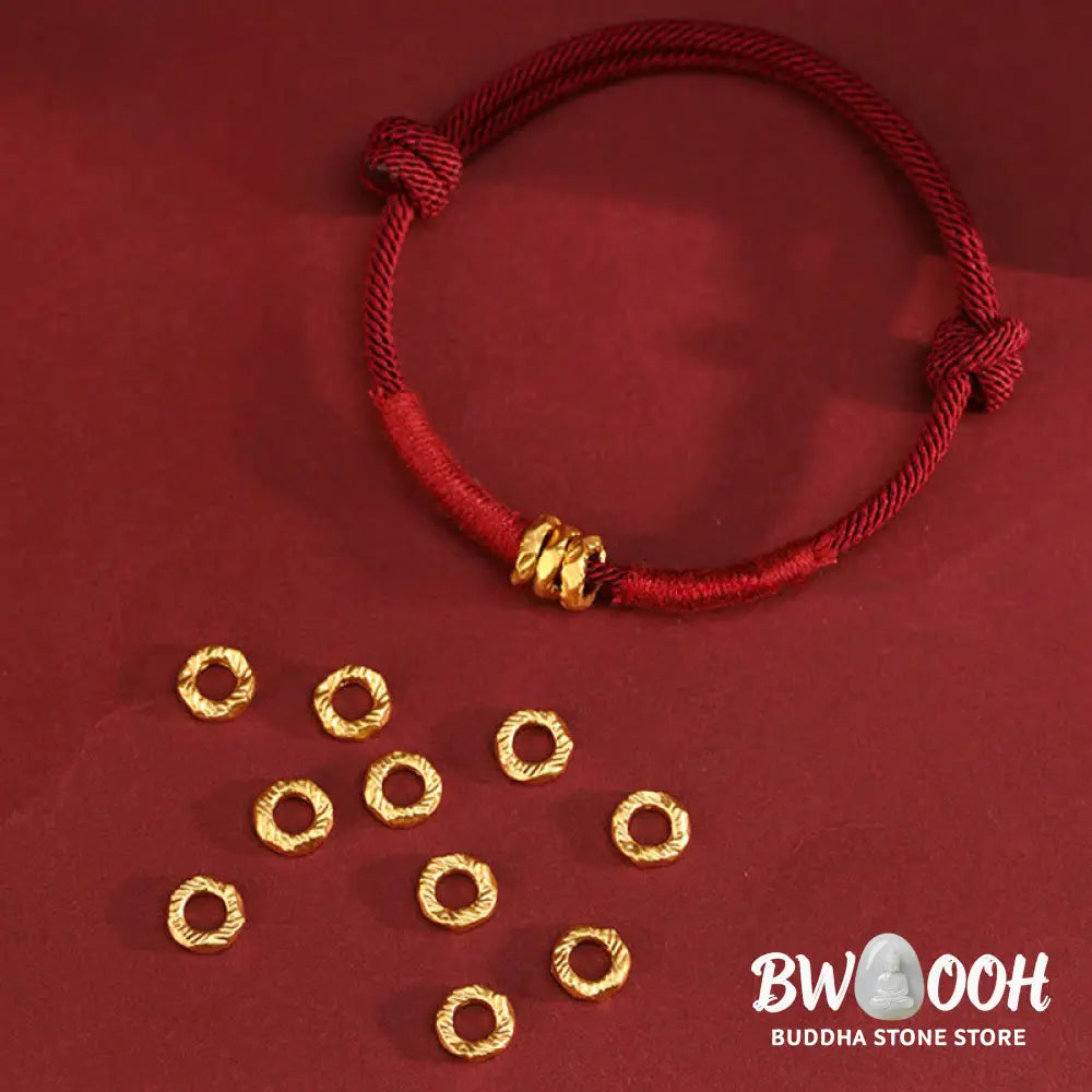 Buddha Stones 999 Gold Ring Design Handmade Luck Braided Red Rope Bracelet Anklet - Bracelet Anklet