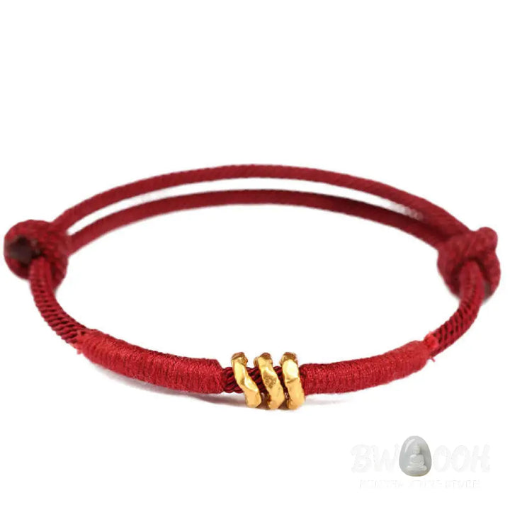 Buddha Stones 999 Gold Ring Design Handmade Luck Braided Red Rope Bracelet Anklet - Bracelet Anklet