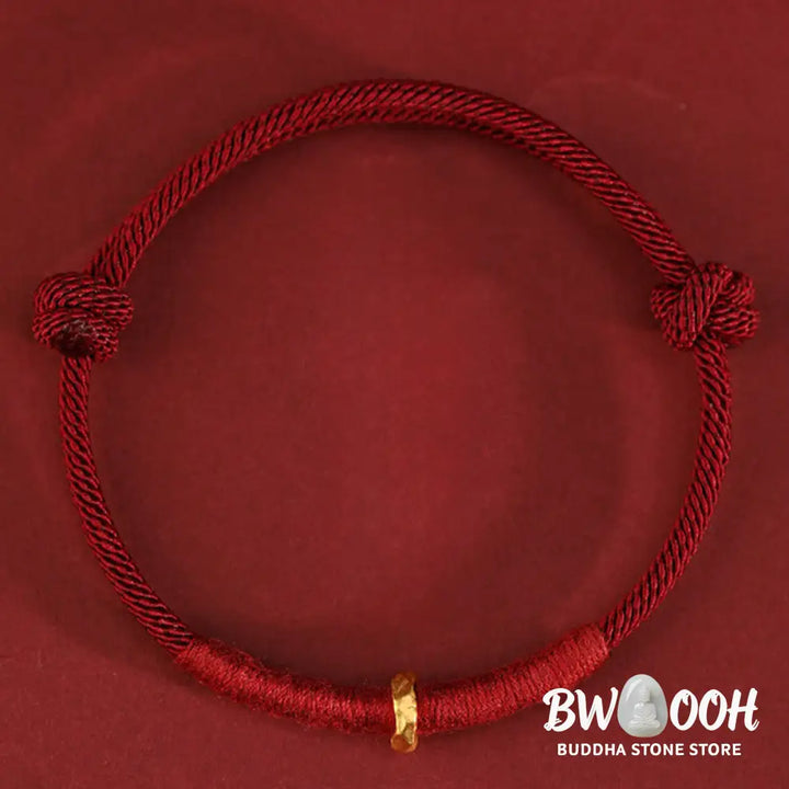 Buddha Stones 999 Gold Ring Design Handmade Luck Braided Red Rope Bracelet Anklet - Bracelet Anklet