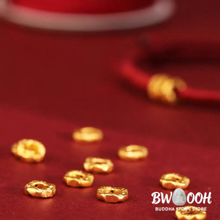 Buddha Stones 999 Gold Ring Design Handmade Luck Braided Red Rope Bracelet Anklet - Bracelet Anklet