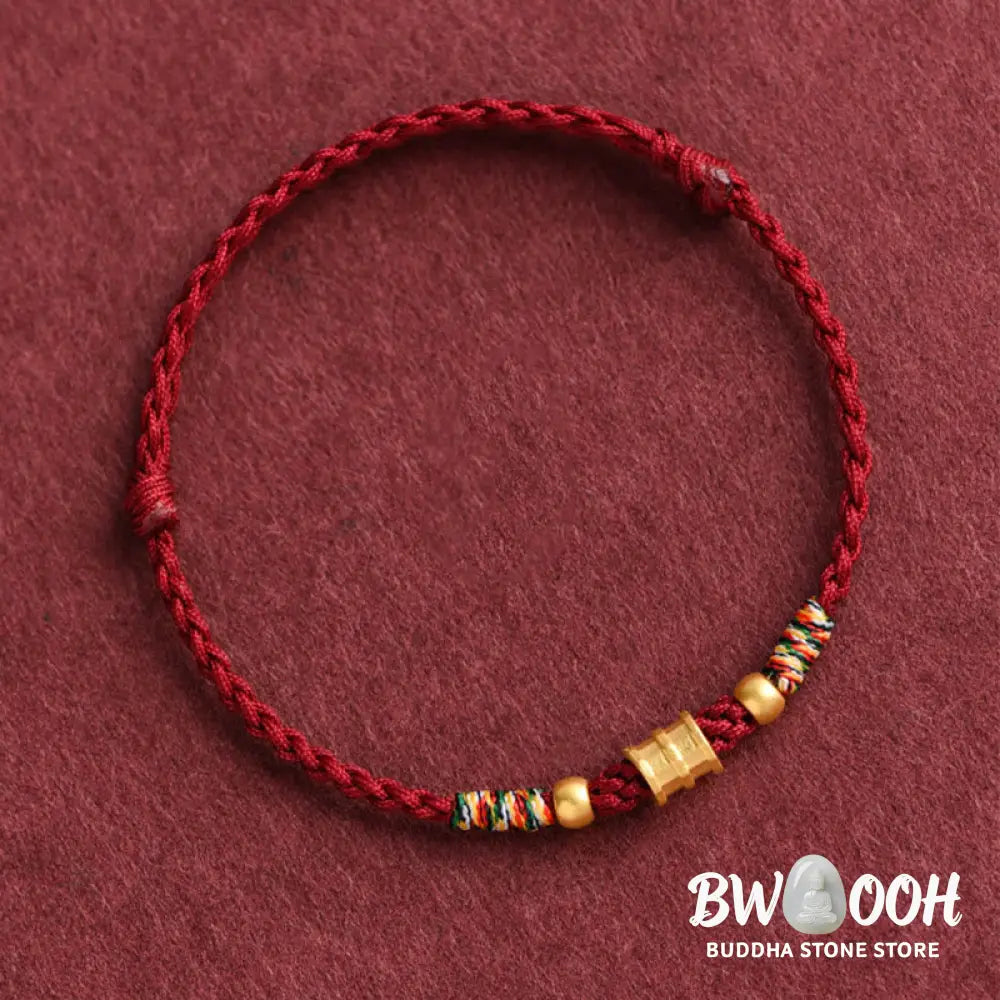 Buddha Stones 999 Gold Small Bucket Shape Design Handmade Luck Braided Rope Bracelet Anklet - BWOOOH - Bracelet