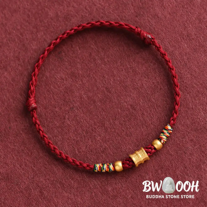 Buddha Stones 999 Gold Small Bucket Shape Design Handmade Luck Braided Rope Bracelet Anklet - BWOOOH - Bracelet
