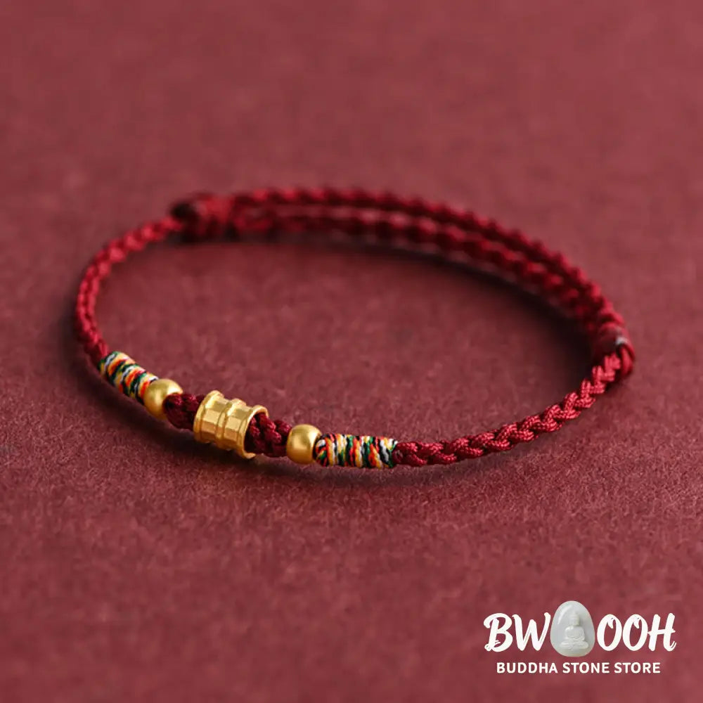 Buddha Stones 999 Gold Small Bucket Shape Design Handmade Luck Braided Rope Bracelet Anklet - BWOOOH - Bracelet