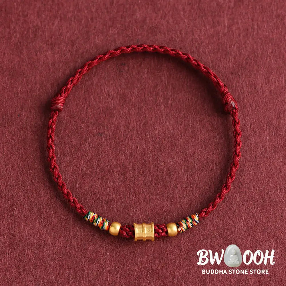 Buddha Stones 999 Gold Small Bucket Shape Design Handmade Luck Braided Rope Bracelet Anklet - BWOOOH - Bracelet