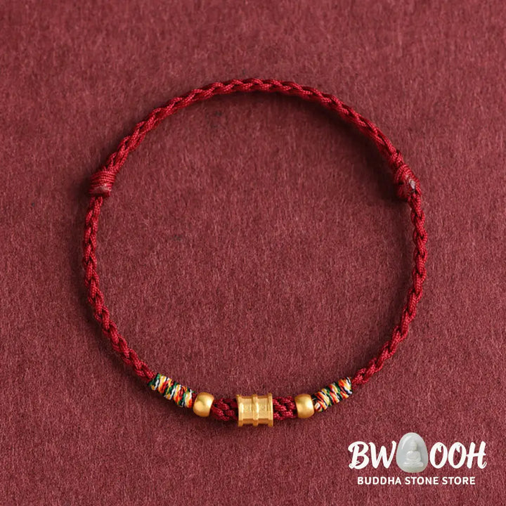 Buddha Stones 999 Gold Small Bucket Shape Design Handmade Luck Braided Rope Bracelet Anklet - BWOOOH - Bracelet