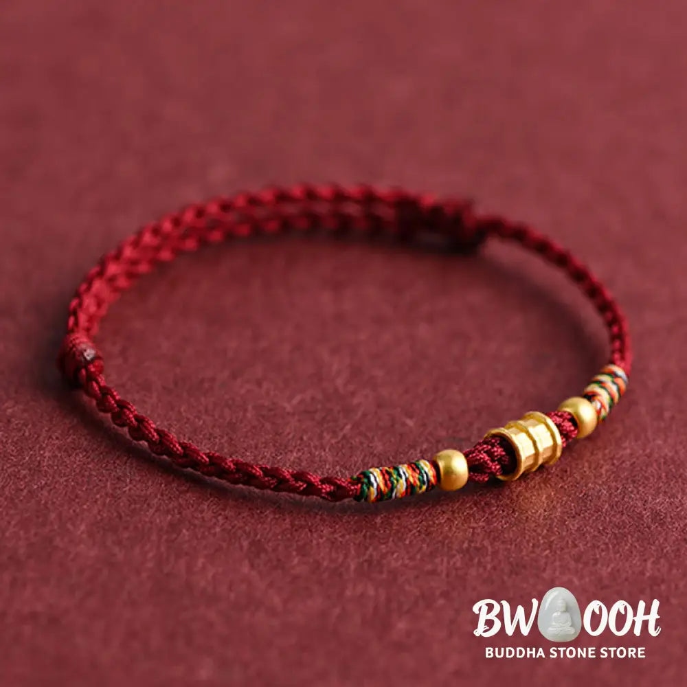Buddha Stones 999 Gold Small Bucket Shape Design Handmade Luck Braided Rope Bracelet Anklet - BWOOOH - Bracelet