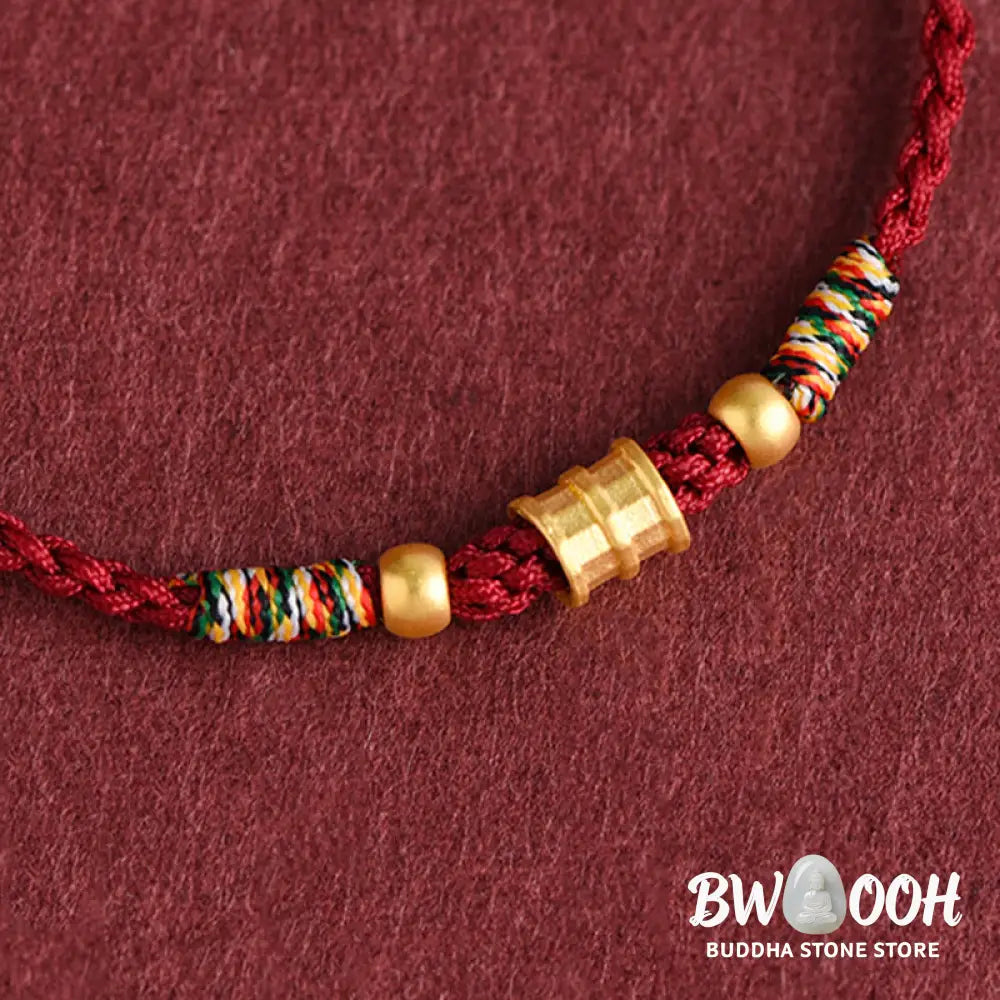 Buddha Stones 999 Gold Small Bucket Shape Design Handmade Luck Braided Rope Bracelet Anklet - BWOOOH - Bracelet