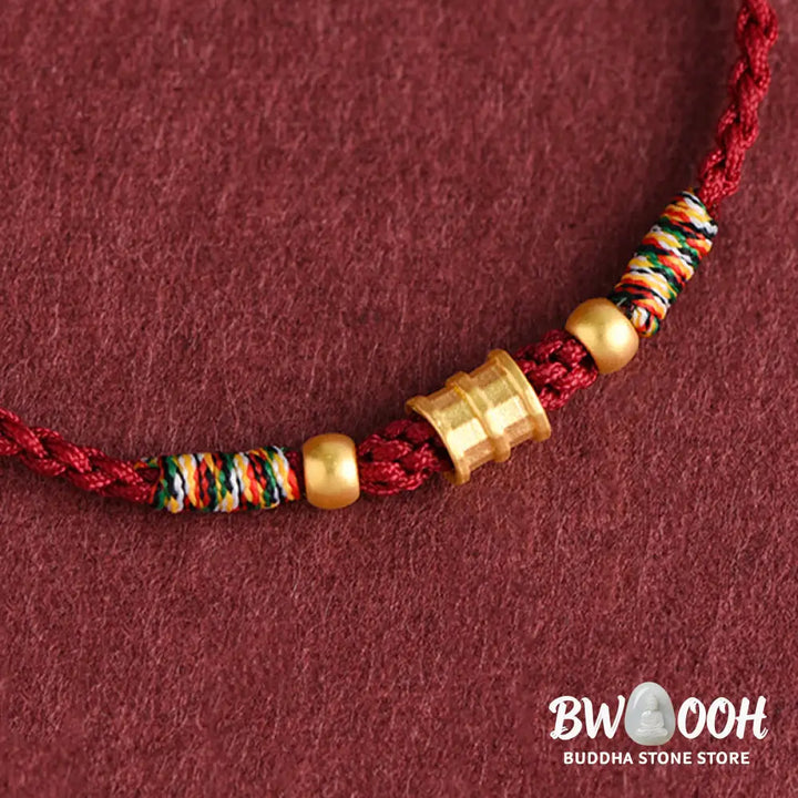 Buddha Stones 999 Gold Small Bucket Shape Design Handmade Luck Braided Rope Bracelet Anklet - BWOOOH - Bracelet