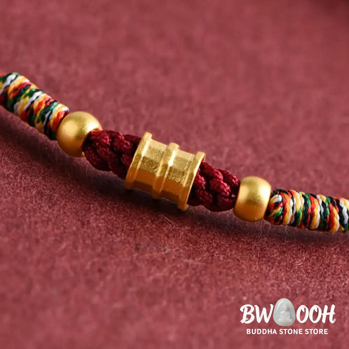 Buddha Stones 999 Gold Small Bucket Shape Design Handmade Luck Braided Rope Bracelet Anklet - BWOOOH - Bracelet