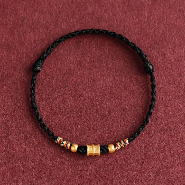 Buddha Stones 999 Gold Small Bucket Shape Design Handmade Luck Braided Rope Bracelet Anklet - BWOOOH - Bracelet(Wrist