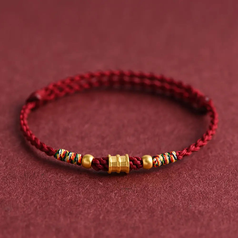 BWOOOH 999 Gold Small Bucket Shape Design Handmade Luck Braided Rope Bracelet Anklet - BWOOOH - Bracelet(Wrist