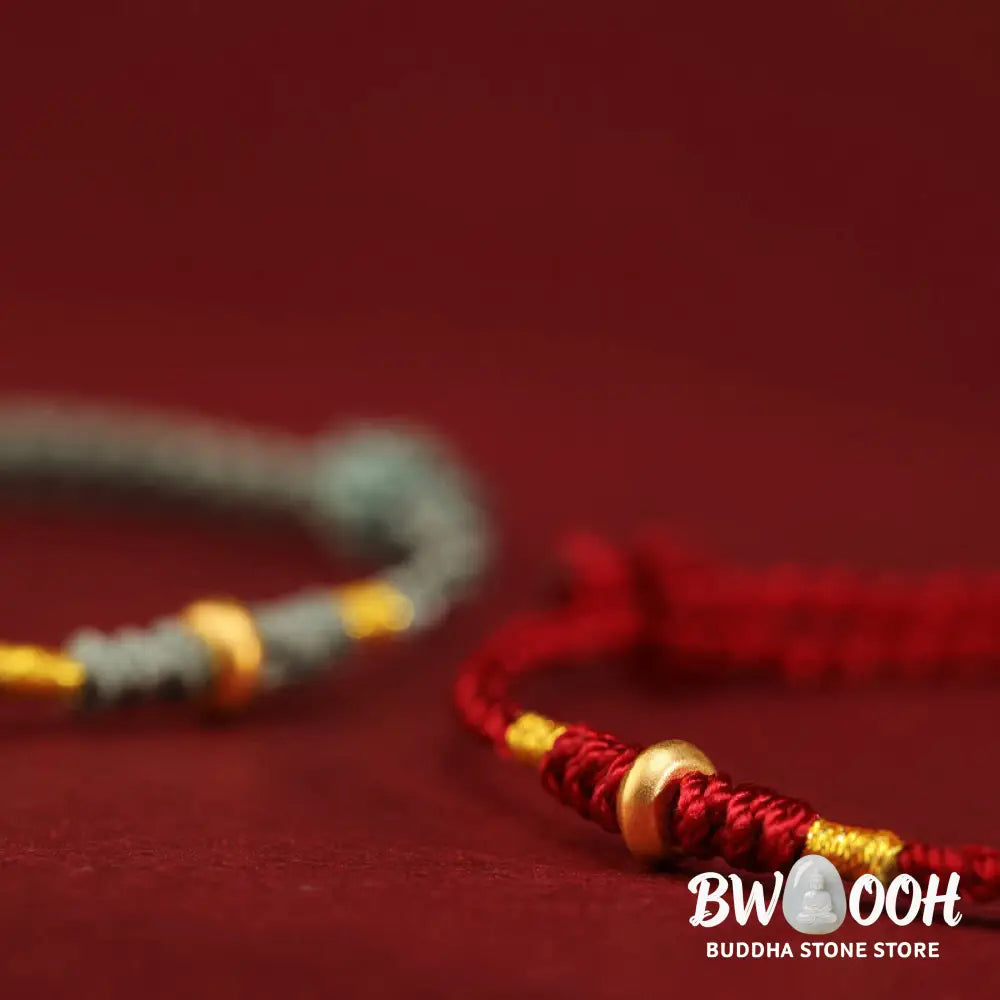Buddha Stones 999 Gold Small Lucky Beads String Protection Luck Braided Bracelet Anklet - BWOOOH - Bracelet Anklet