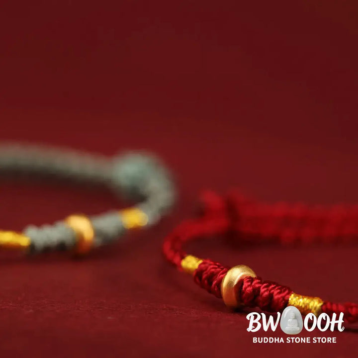 Buddha Stones 999 Gold Small Lucky Beads String Protection Luck Braided Bracelet Anklet - BWOOOH - Bracelet Anklet