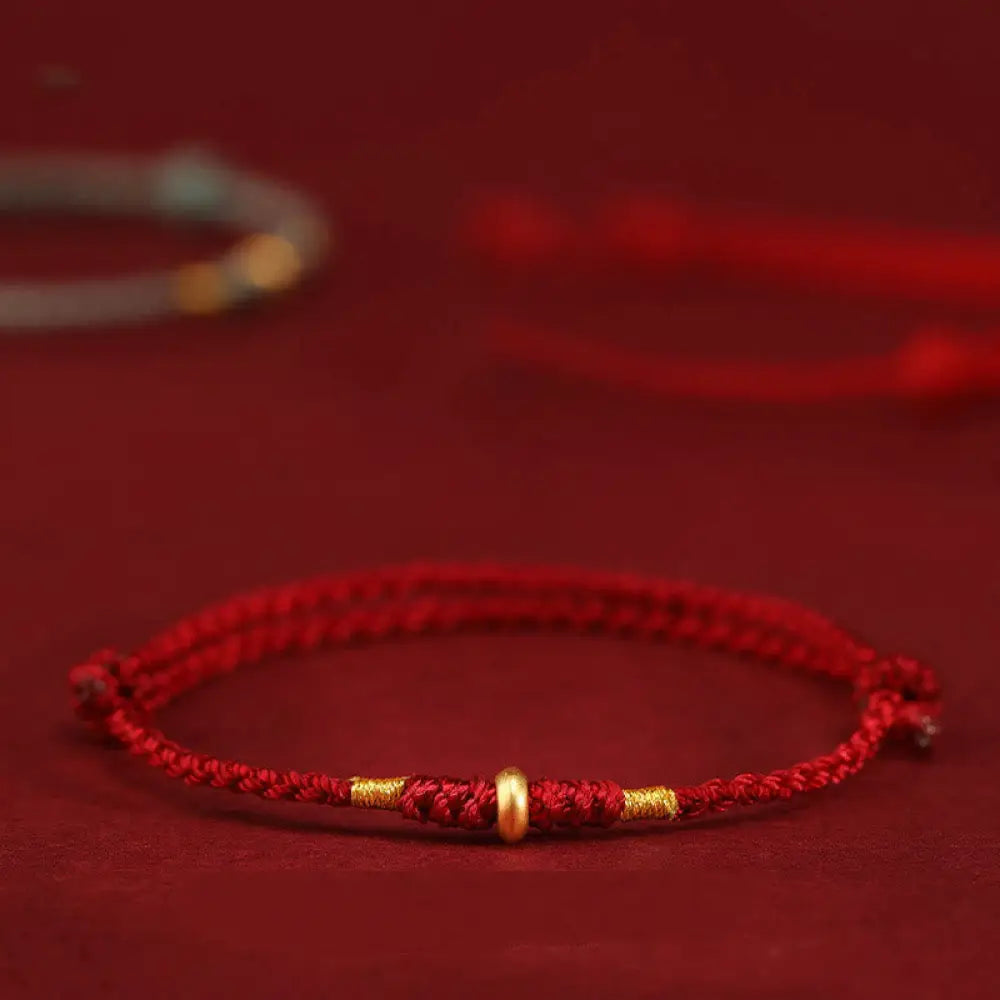 BWOOOH 999 Gold Small Lucky Beads String Protection Luck Braided Bracelet Anklet - BWOOOH - Bracelet Anklet