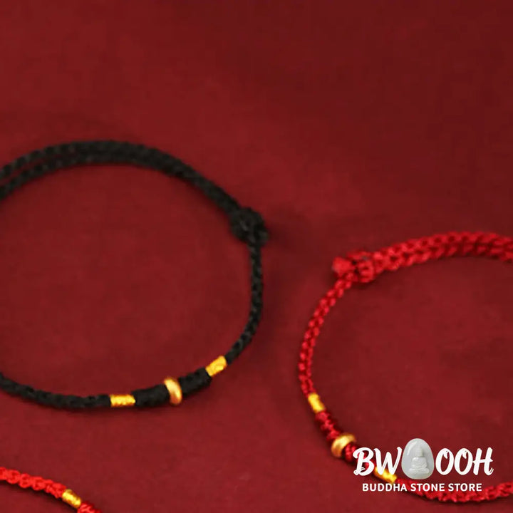 Buddha Stones 999 Gold Small Lucky Beads String Protection Luck Braided Bracelet Anklet - BWOOOH - Bracelet Anklet