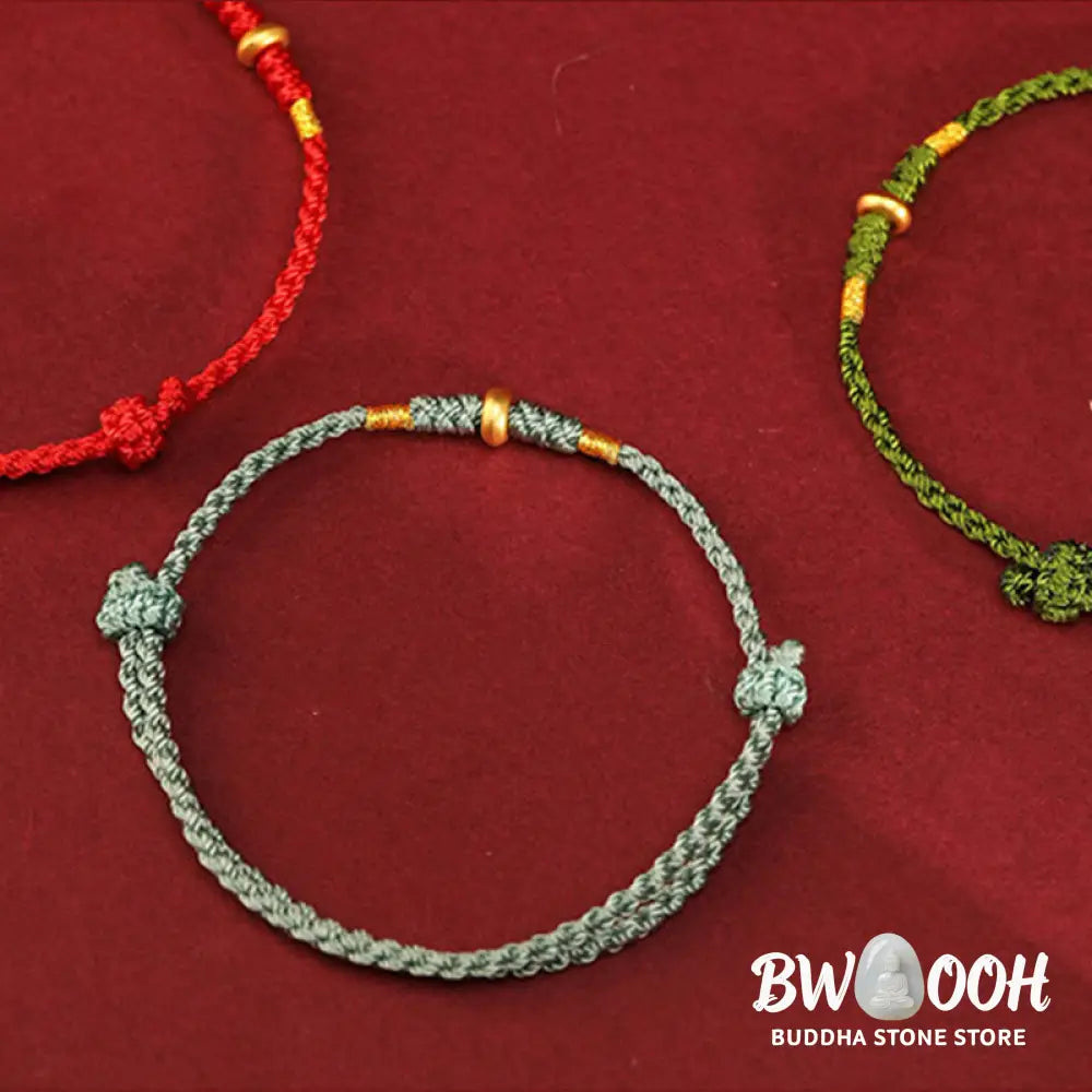 Buddha Stones 999 Gold Small Lucky Beads String Protection Luck Braided Bracelet Anklet - BWOOOH - Bracelet Anklet