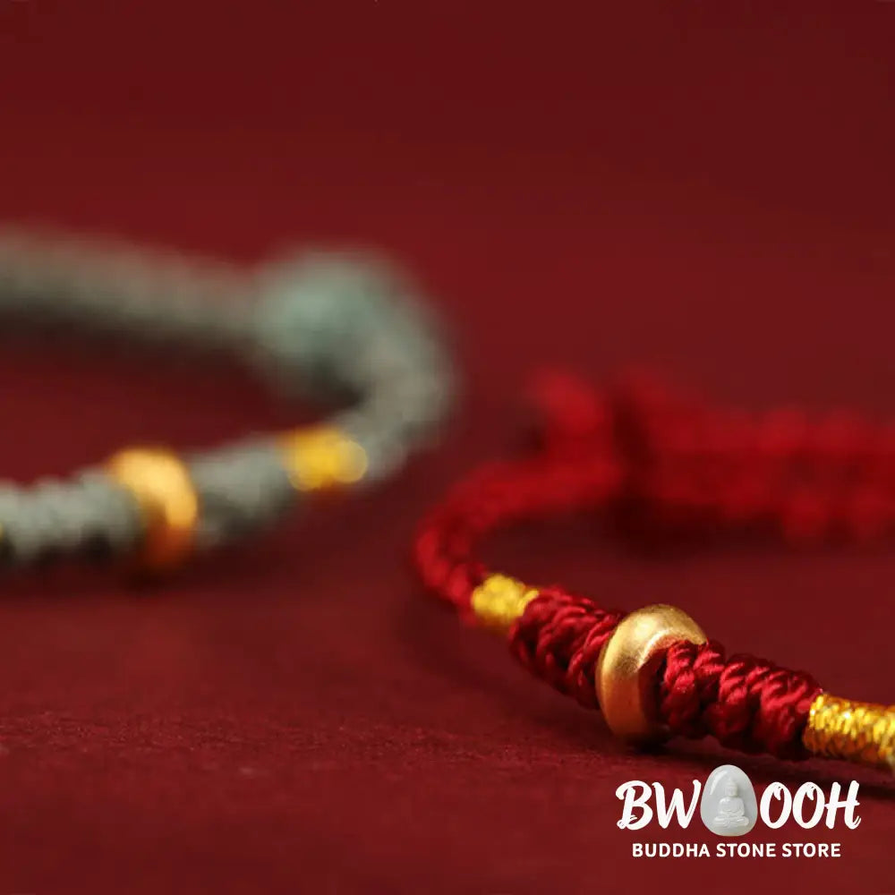 Buddha Stones 999 Gold Small Lucky Beads String Protection Luck Braided Bracelet Anklet - BWOOOH - Bracelet Anklet