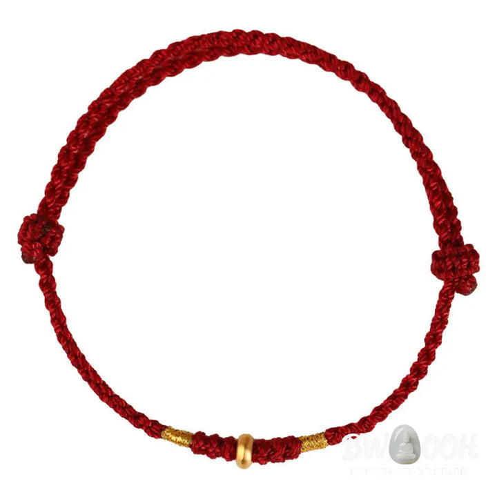 Buddha Stones 999 Gold Small Lucky Beads String Protection Luck Braided Bracelet Anklet - BWOOOH - Bracelet Anklet