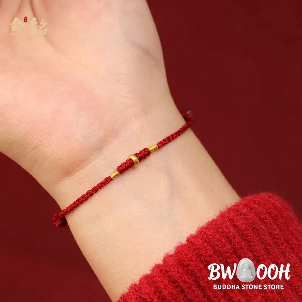Buddha Stones 999 Gold Small Lucky Beads String Protection Luck Braided Bracelet Anklet - BWOOOH - Bracelet Anklet