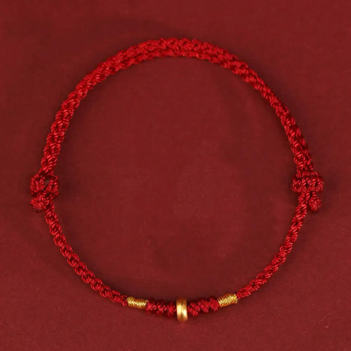 Buddha Stones 999 Gold Small Lucky Beads String Protection Luck Braided Bracelet Anklet - BWOOOH - 999 Gold