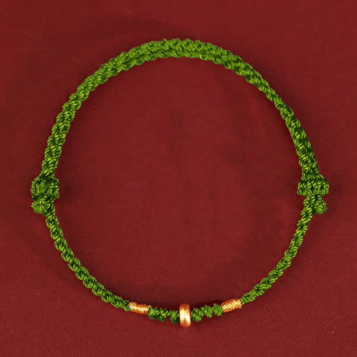 Buddha Stones 999 Gold Small Lucky Beads String Protection Luck Braided Bracelet Anklet - BWOOOH - 999 Gold
