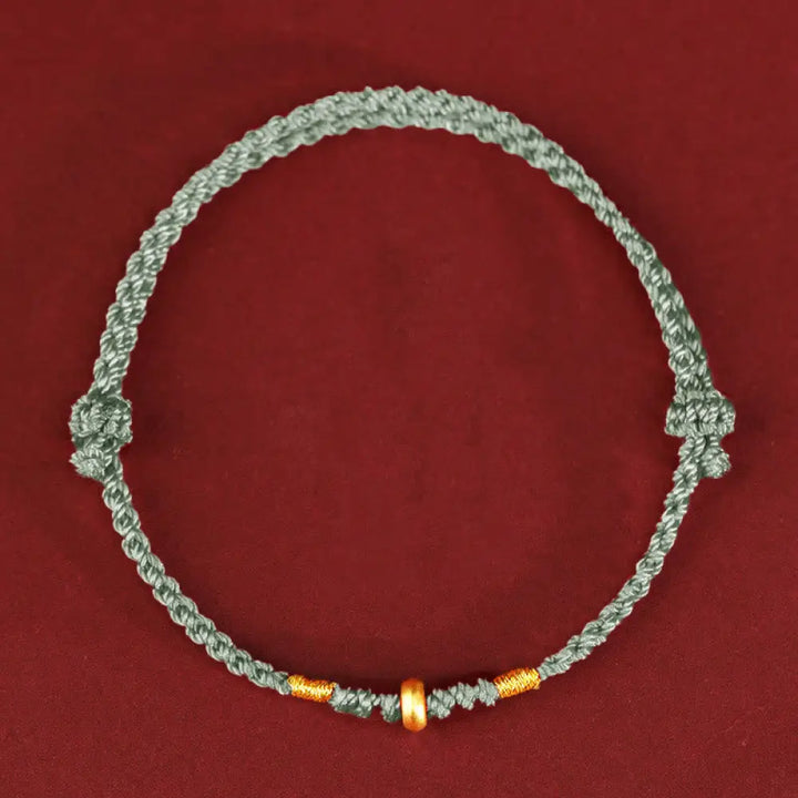 Buddha Stones 999 Gold Small Lucky Beads String Protection Luck Braided Bracelet Anklet - BWOOOH - 999 Gold