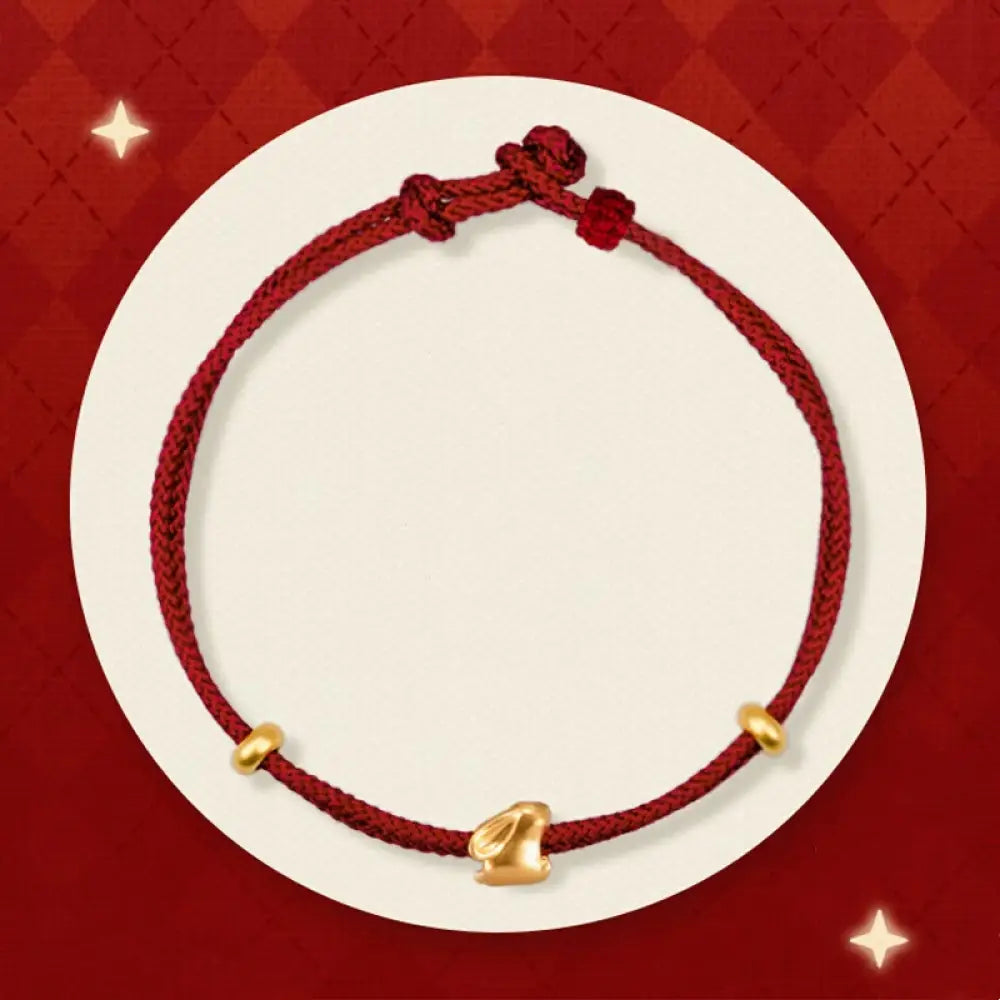 BWOOOH 999 Gold Small Lucky Rabbit Osmanthus Design Handmade Luck Braided Rope Bracelet - BWOOOH - Lucky Rabbit