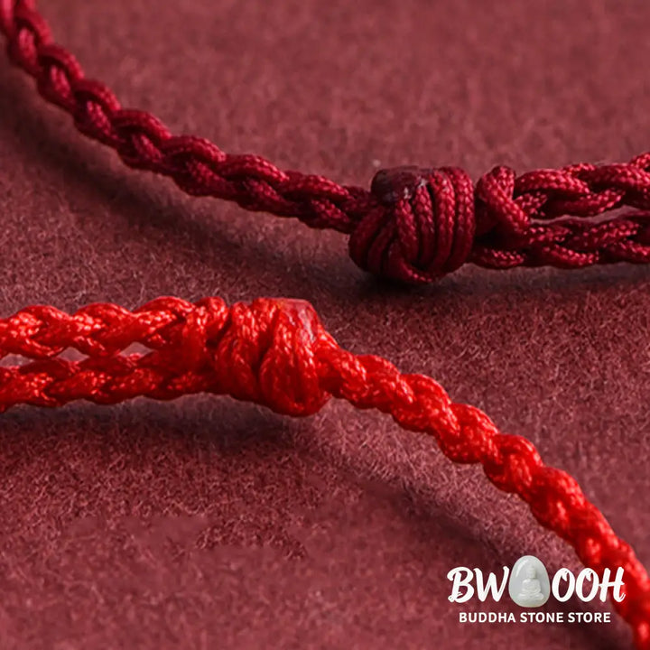 Buddha Stones 999 Gold Small Peace Buckle Design Handmade Luck Braided Rope Bracelet Anklet - BWOOOH - Bracelet
