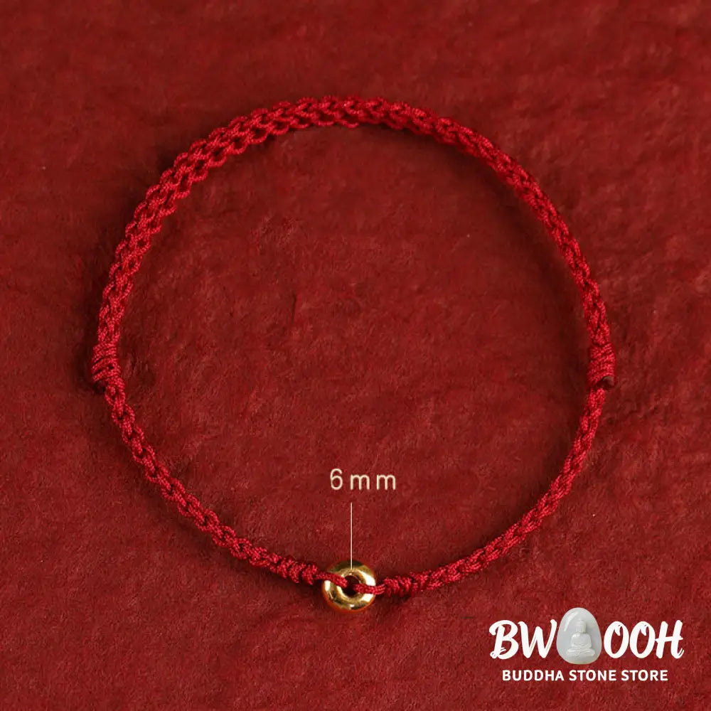 Buddha Stones 999 Gold Small Peace Buckle Red String Protection Luck Braided Bracelet Anklet - BWOOOH - Bracelet Anklet