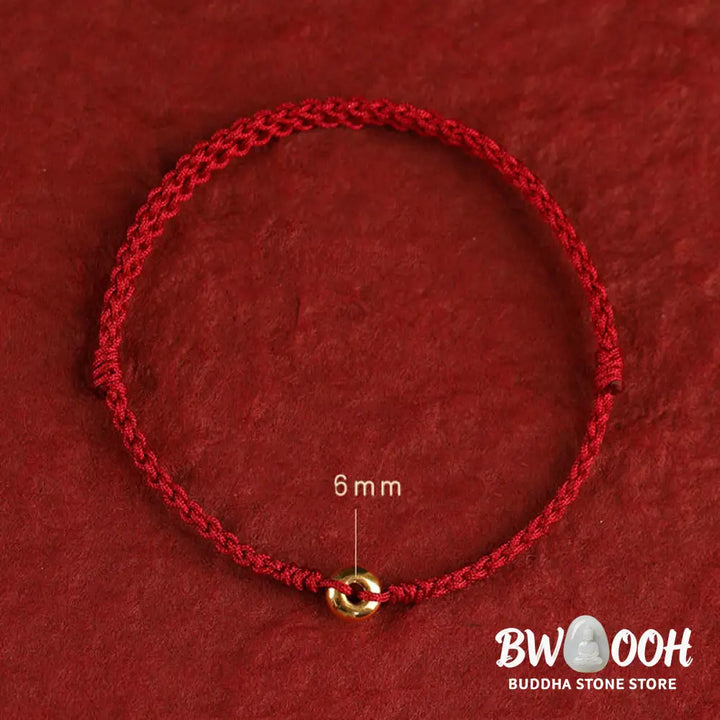 Buddha Stones 999 Gold Small Peace Buckle Red String Protection Luck Braided Bracelet Anklet - BWOOOH - Bracelet Anklet