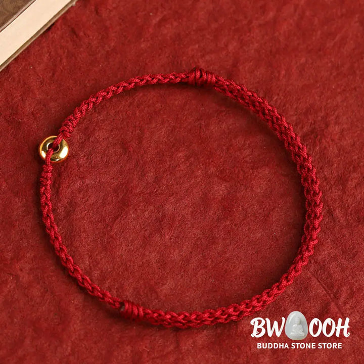 Buddha Stones 999 Gold Small Peace Buckle Red String Protection Luck Braided Bracelet Anklet - BWOOOH - Bracelet Anklet