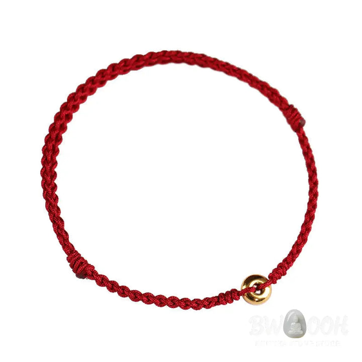 Buddha Stones 999 Gold Small Peace Buckle Red String Protection Luck Braided Bracelet Anklet - BWOOOH - Bracelet Anklet